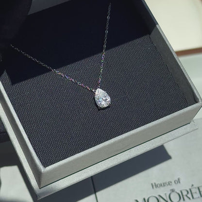Hõbedane kaelakett moissaniidiga „Droplet Lux“