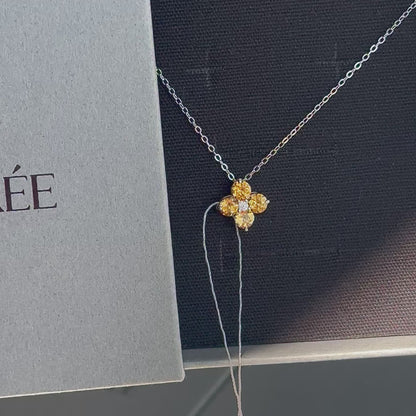 Hõbedane kaelakett kollaste moissaniitidega ripatsiga „Honey Blossom“