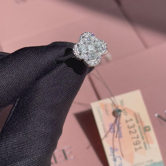 Sidabro žiedas su moisanitu „Clover Éclat“