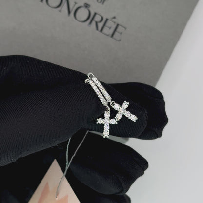 Hõbedased kõrvarõngad ristide ja moissaniitidega „Faith“