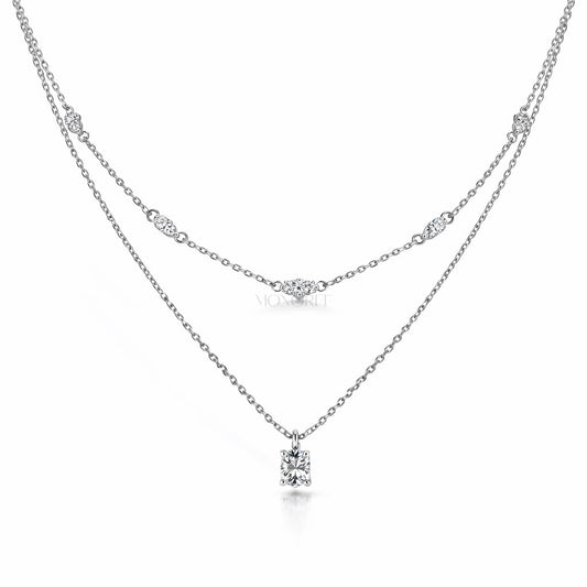 Hõbedane kaelaehe moissaniidiga „Aurora“ – toote põhivaade