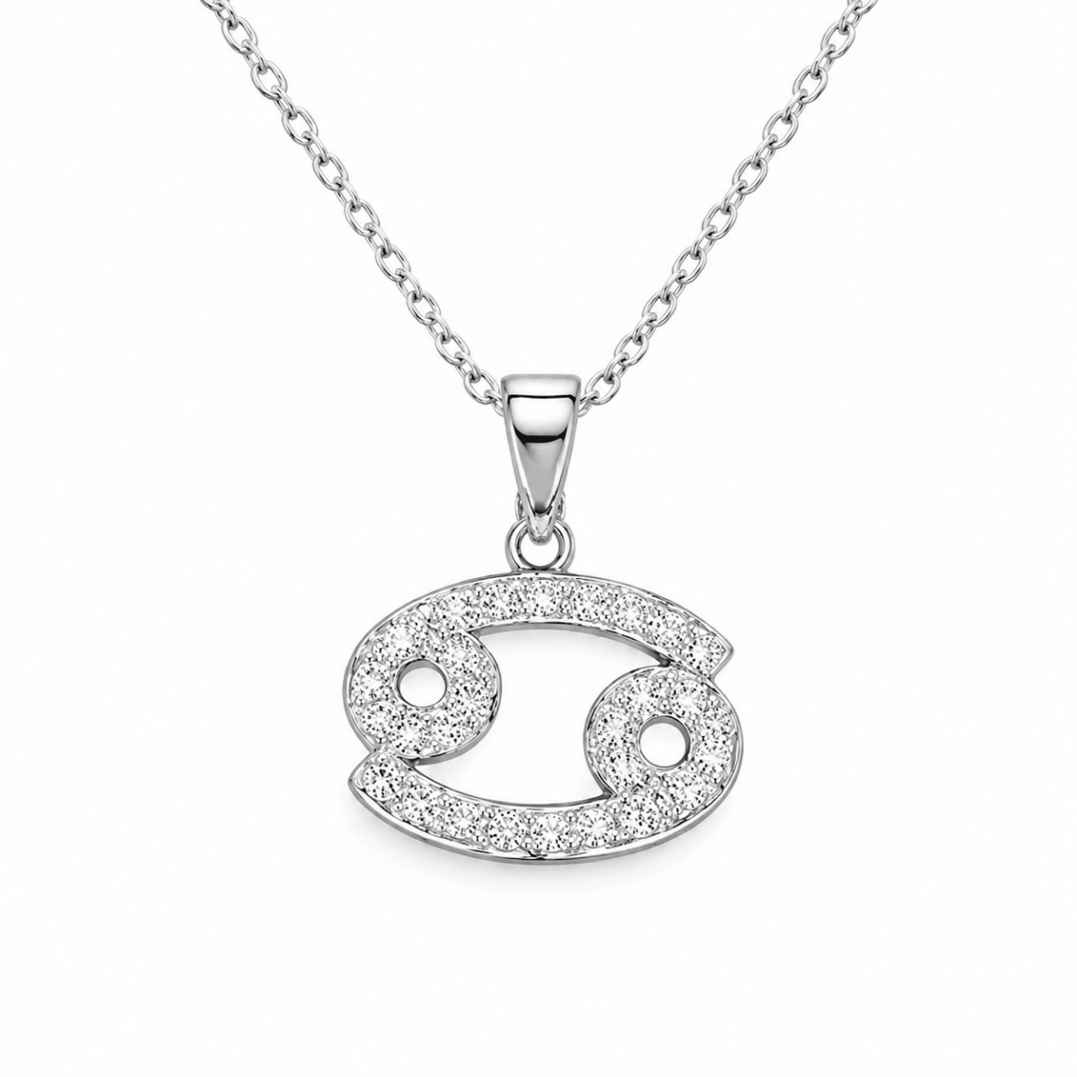 Sidabrinis Vėžio zodiako pakabukas su moisanitais ir grandinėle „Cancer“ - MONOREE