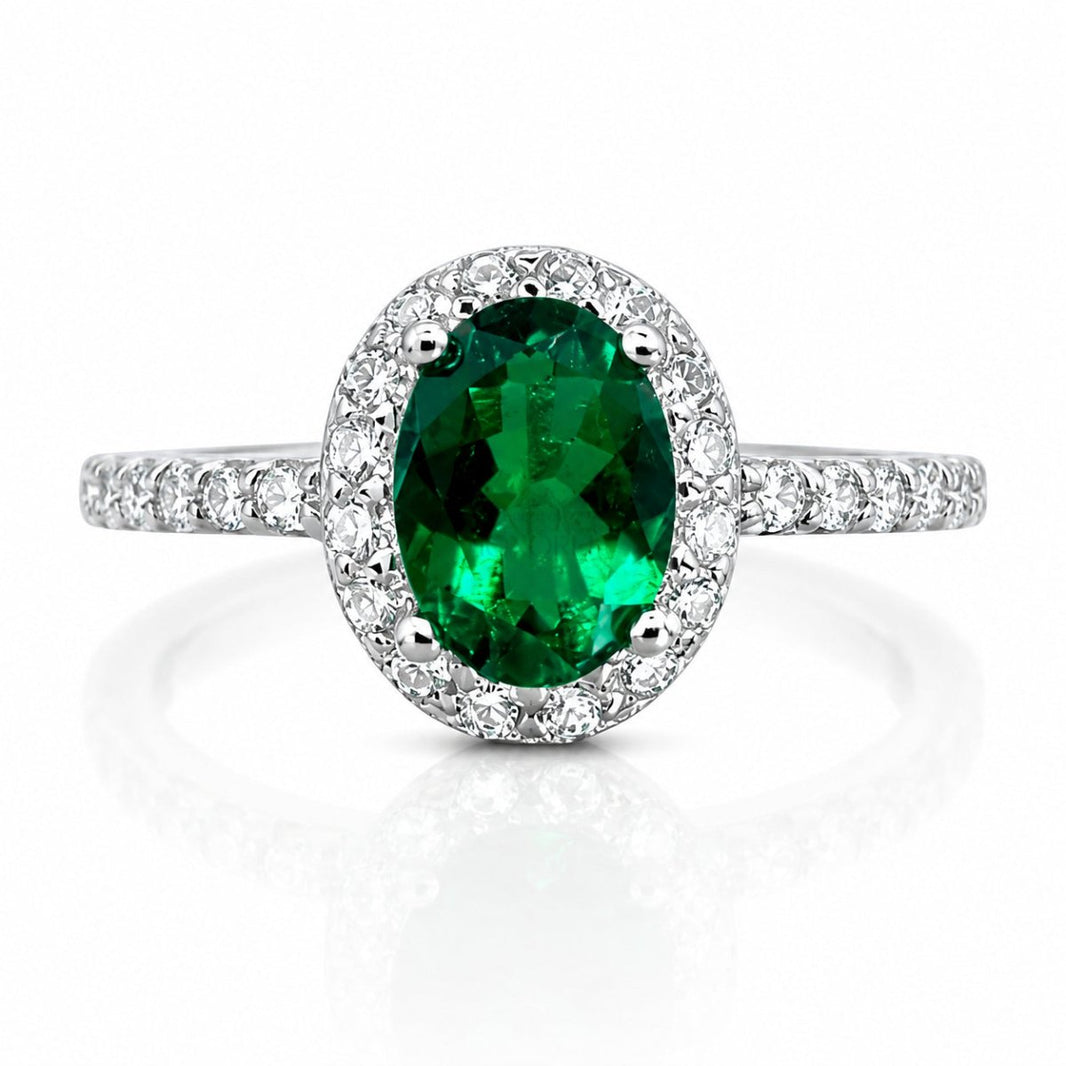 Hõbesõrmus rohelise kristalliga „Forest Green“ - MONOREE