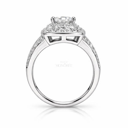 Hõbesõrmus moissaniidiga „Royal Halo“ – ehte detailid lähivaates